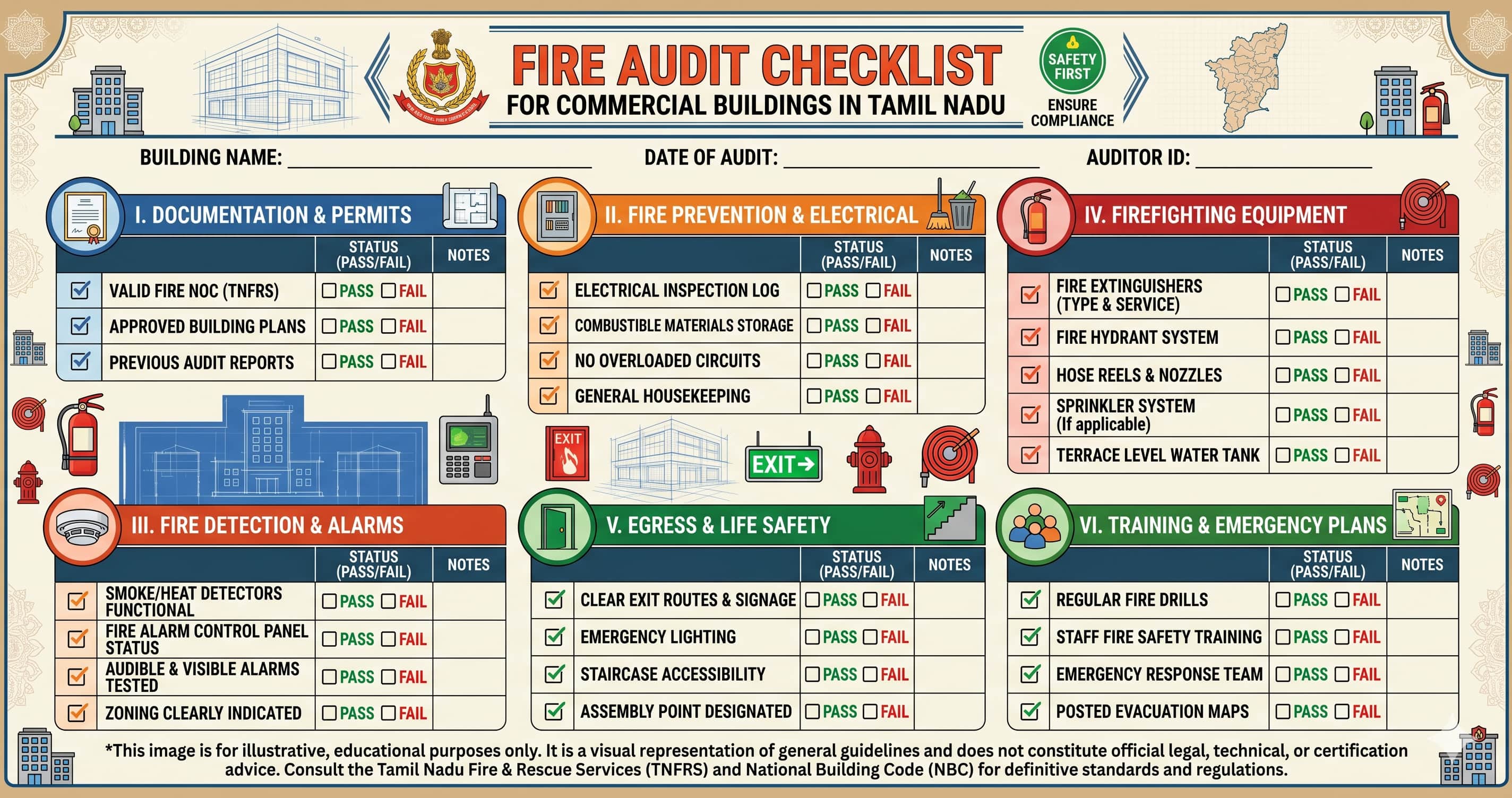 Fire Audit Checklist for Commercial Buildings in Tamil Nadu [2026 Guide]
